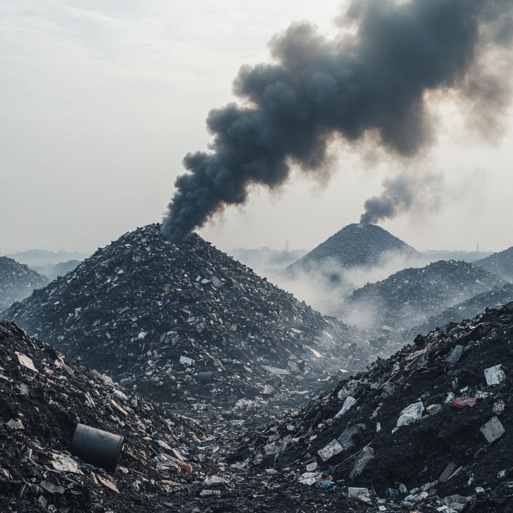 дымящаяся свалка, вред природе