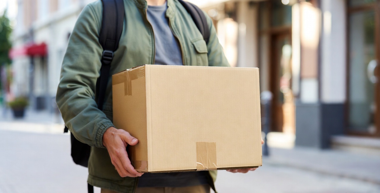 упаковка посылки в картонную коробку